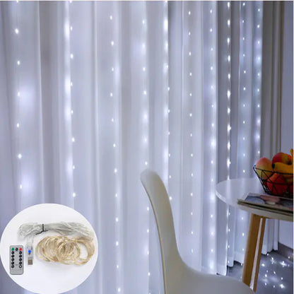 3M LED Curtain Fairy Lights with Remote for Decoration