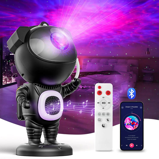 yiHuiya Astronaut Galaxy Projector Star Projector for Bedroom Adults LED Night Light with Bluetooth Speaker Star Lights for Ceiling Room Decor Aesthetic for Christmas Birthday Black