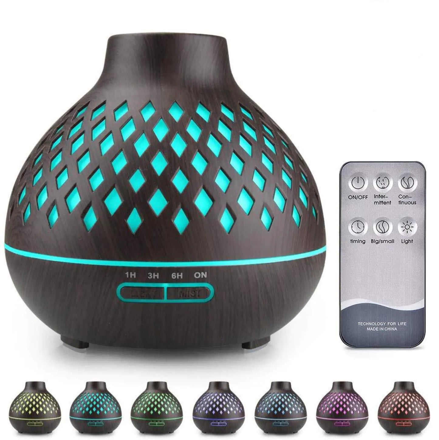 Essential Oil Diffuser Aromatherapy Diffuser 500ml with Remote Control 4 Timer & Auto-Off Safety Switch 7 Color LED Lights Mode 10 Hours Quiet Humidifier for Bedroom Office & Home