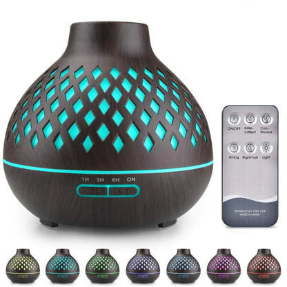 Essential Oil Diffuser Aromatherapy Diffuser 500ml with Remote Control 4 Timer & Auto-Off Safety Switch 7 Color LED Lights Mode 10 Hours Quiet Humidifier for Bedroom Office & Home