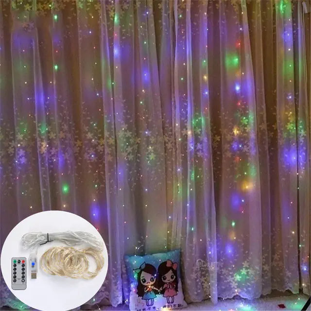 3M LED Curtain Fairy Lights with Remote for Decoration