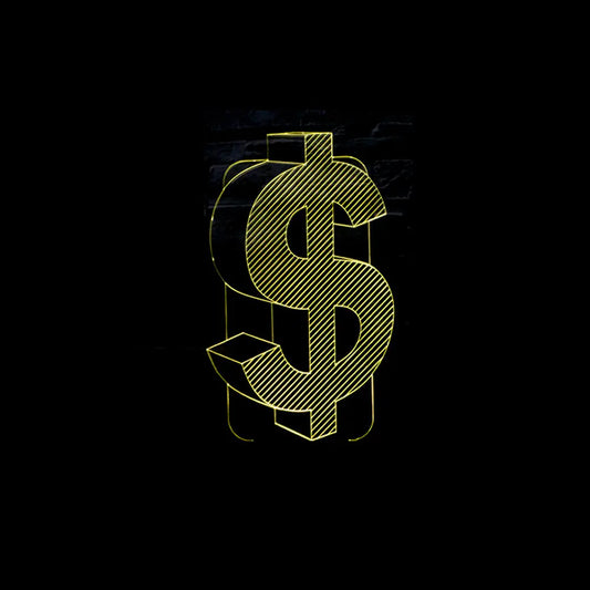 3D USD Dollar Sign LED Illusion Lamp with Touch Control