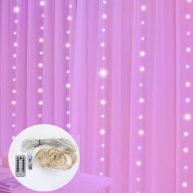 3M LED Curtain Fairy Lights with Remote for Decoration