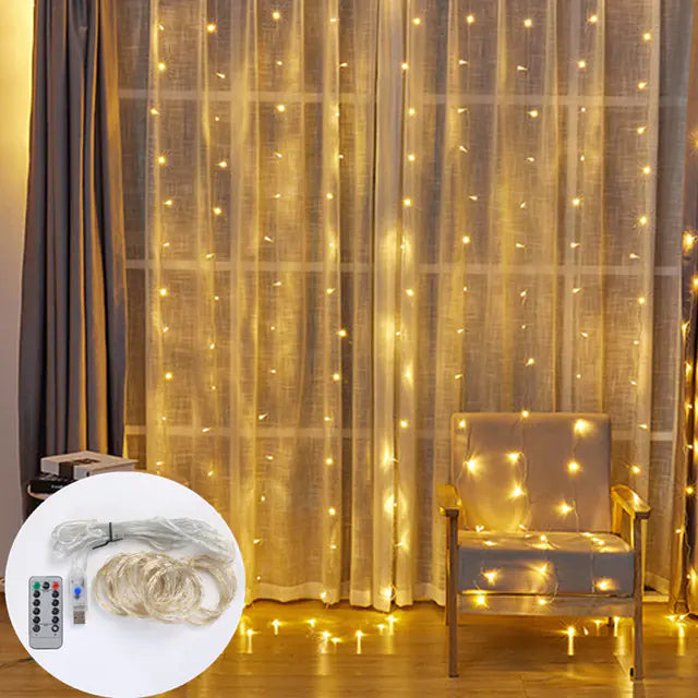 3M LED Curtain Fairy Lights with Remote for Decoration