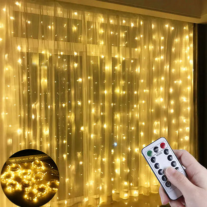 3M LED Curtain Fairy Lights with Remote for Decoration