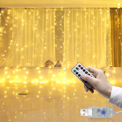 3M LED Curtain Fairy Lights with Remote for Decoration