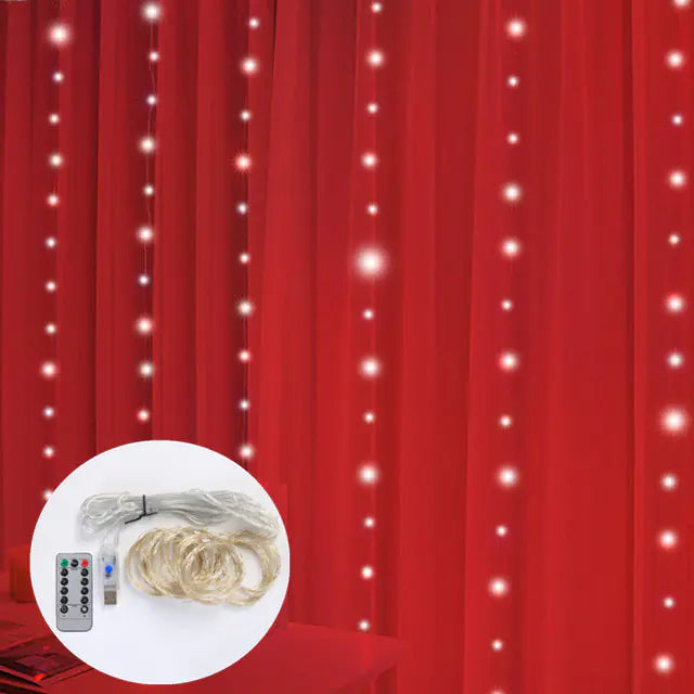 3M LED Curtain Fairy Lights with Remote for Decoration